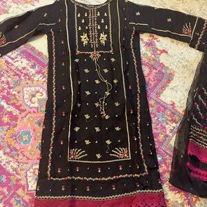 Elegant Black Embroidered  Dress/kameez